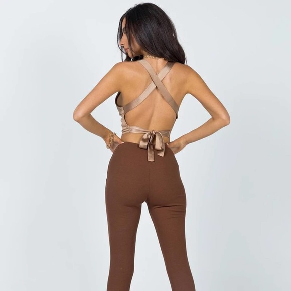 Women's Princess Polly RAELEEN TOP BROWN - US 4 - Picture 3 of 3